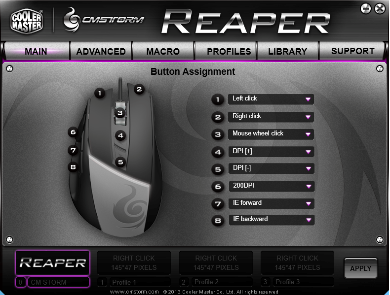 CM Storm Reaper - Software Main Page